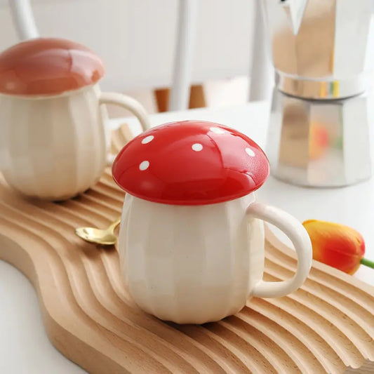 Cute Mushroom Cup With Lid Ceramics Coffee Mug