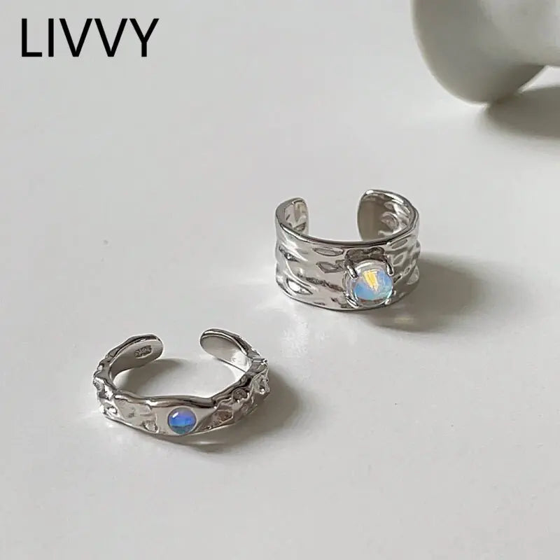 Tin Foil Moonstone Adjustable Ring