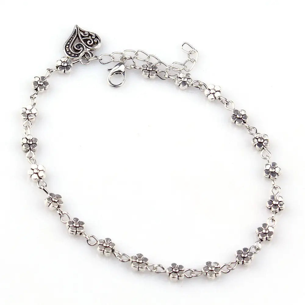 Silver Bead Chain Anklet for Women and Girls