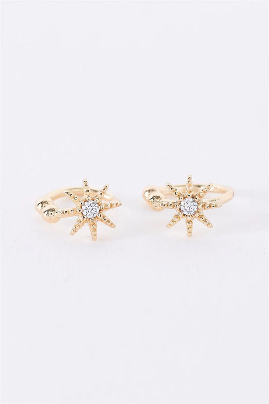 Gold Star Shaped Faux Dimond Small Helix Ear Clips