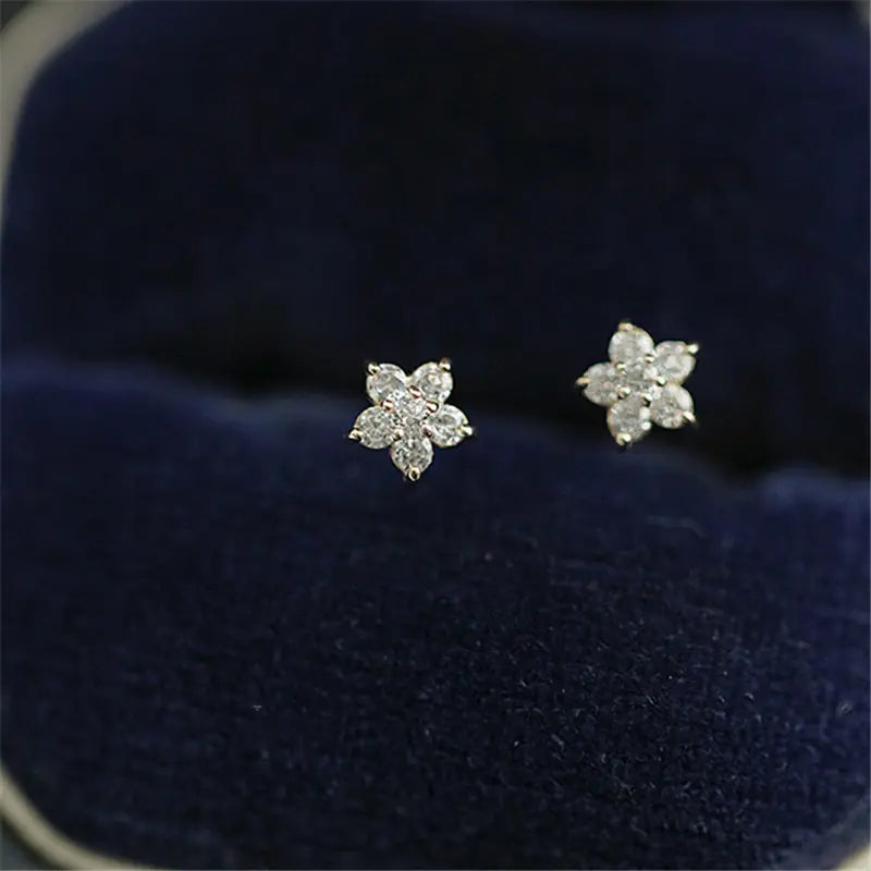 Plated Silver Gold Flower Earrings