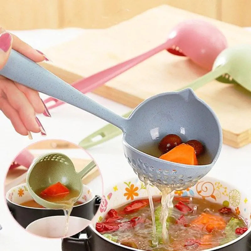 Long Handle 2 In 1 Soup Spoon