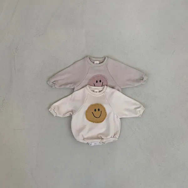 Smiley Face Sweatshirt Baby Romper